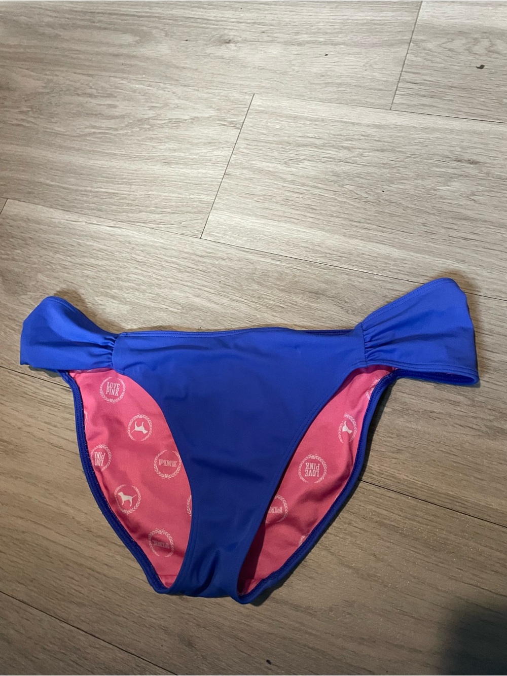 PINK Victoria's Secret Royal Blue Girls Swim Bottoms with Pink Lining